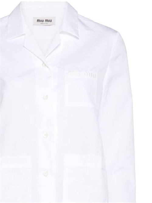 White cotton poplin texture shirt MIU MIU | MK1888S-OOO15ULF0009